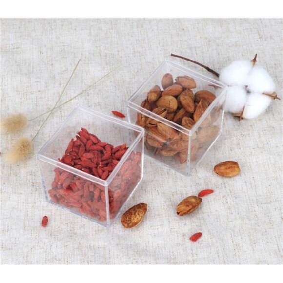 Clear Acrylic Box with Lid, 4 Pack 4x4x4 inches Clear Plastic Box for Organize - Picture 7 of 8